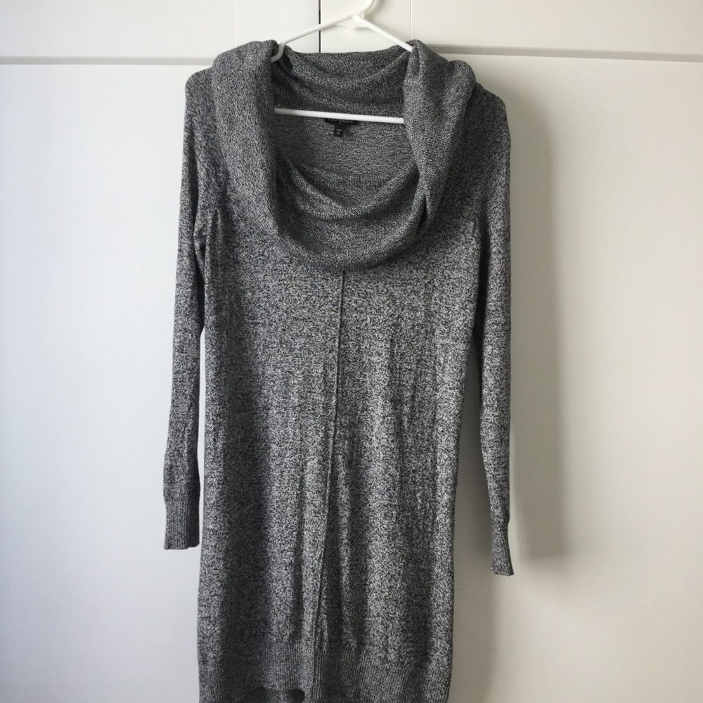 Express Cowl Neck Gray Marbled Sweater Dress
